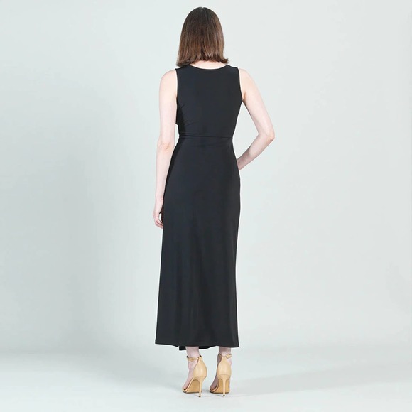 Clara Sunwoo Womens Size S V-Neck Black Maxi Dress Center Slit Sleeveless NEW - Picture 3 of 6